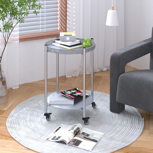 Round coffee table with - round, wheels